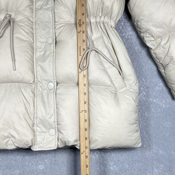 ABERCROMBIE & FITCH Air Cloud Hooded Puffer Parka Jacket Cream Small $240. - Picture 6 of 13